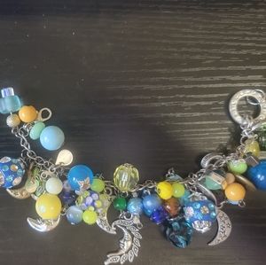 Handmade chunky bead charm bracelet